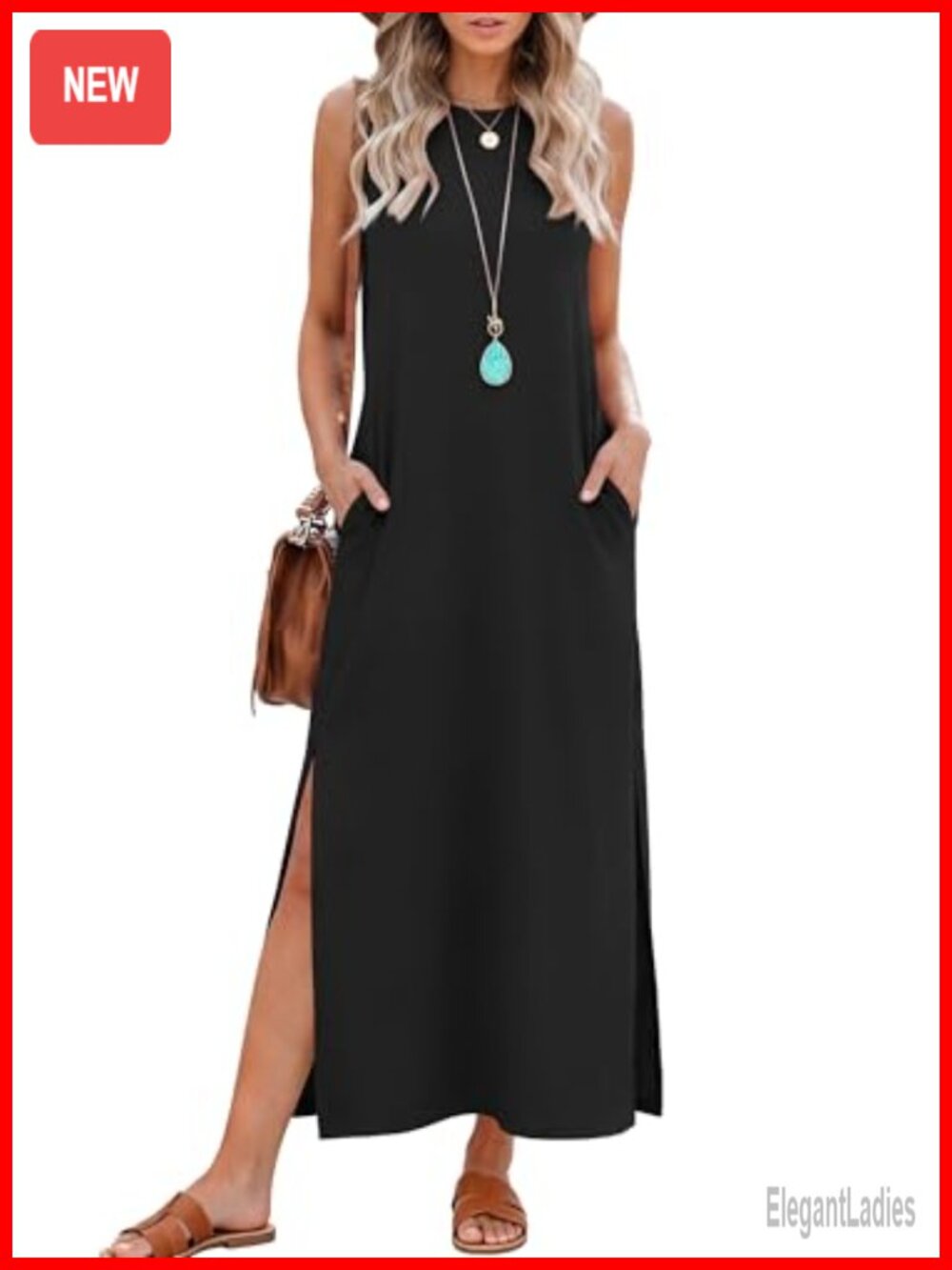 RUMIA Sleeveless Maxi Dress with Pockets Casual Summer